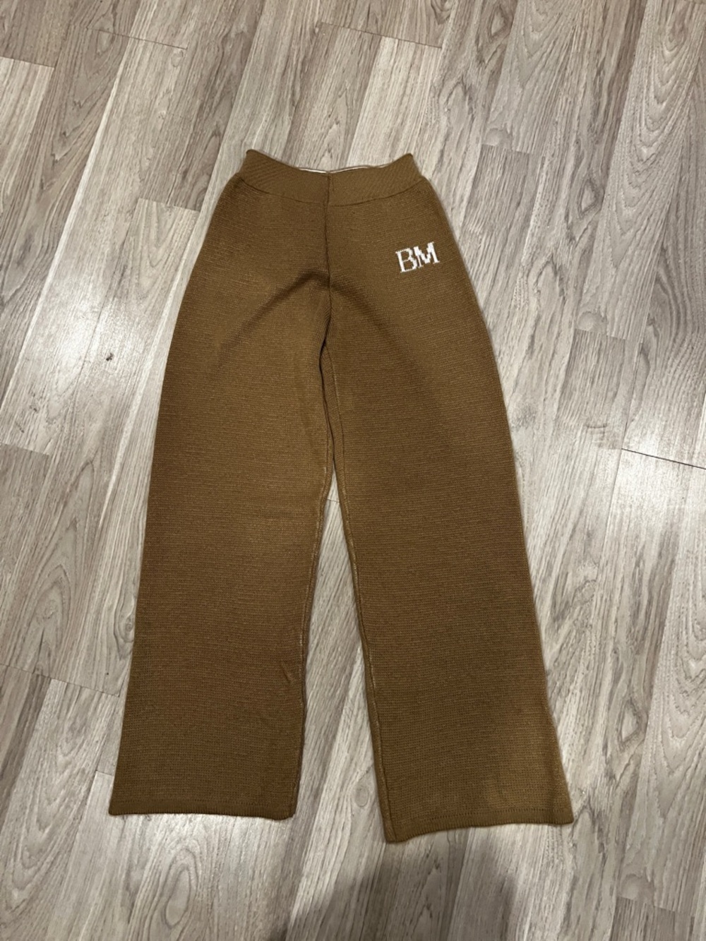 Boohoo Brown Knit Wide-Leg Kids Joggers